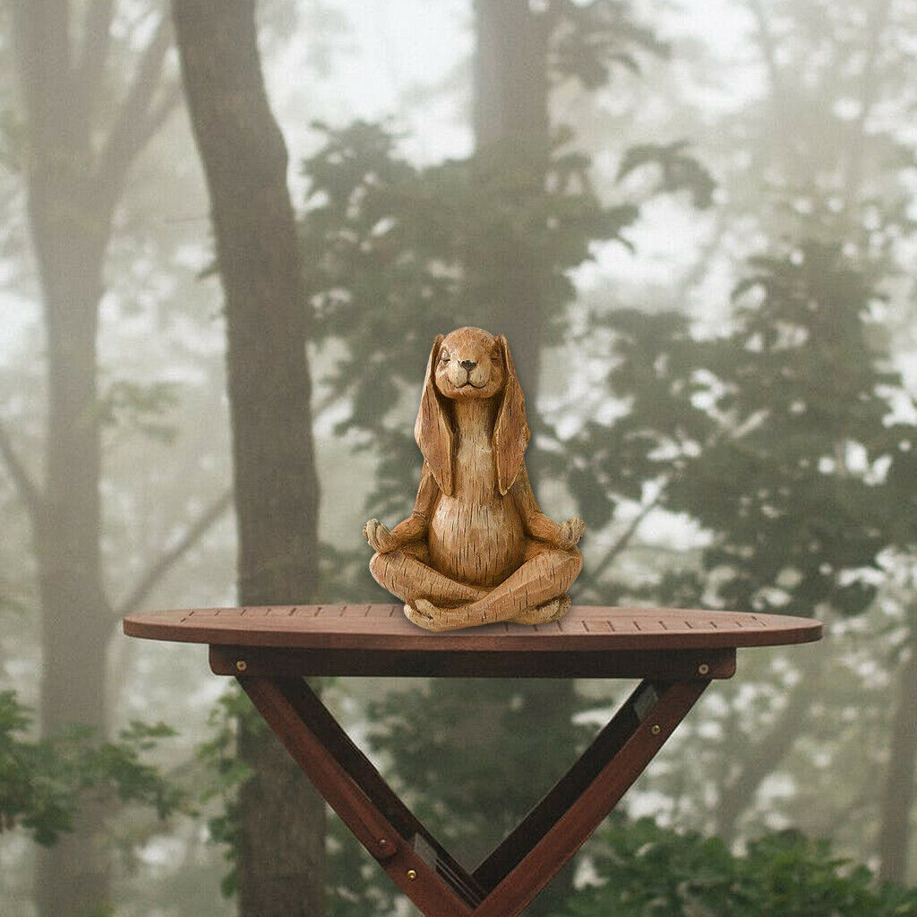 Zen Rabbit Statue Craft Garden Yard Tabletop Indoor Outdoor Sculpture Decor