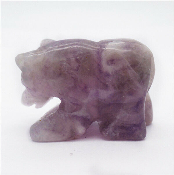 38x25x16mm Natural Purple Amethyst Carved Bear Decoration Statue Decor HH7748