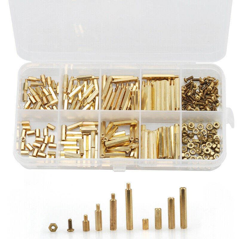 320PCS Hexagon Copper Column Copper Nail I Column Hollow Column Bolt M2 Nuts Box