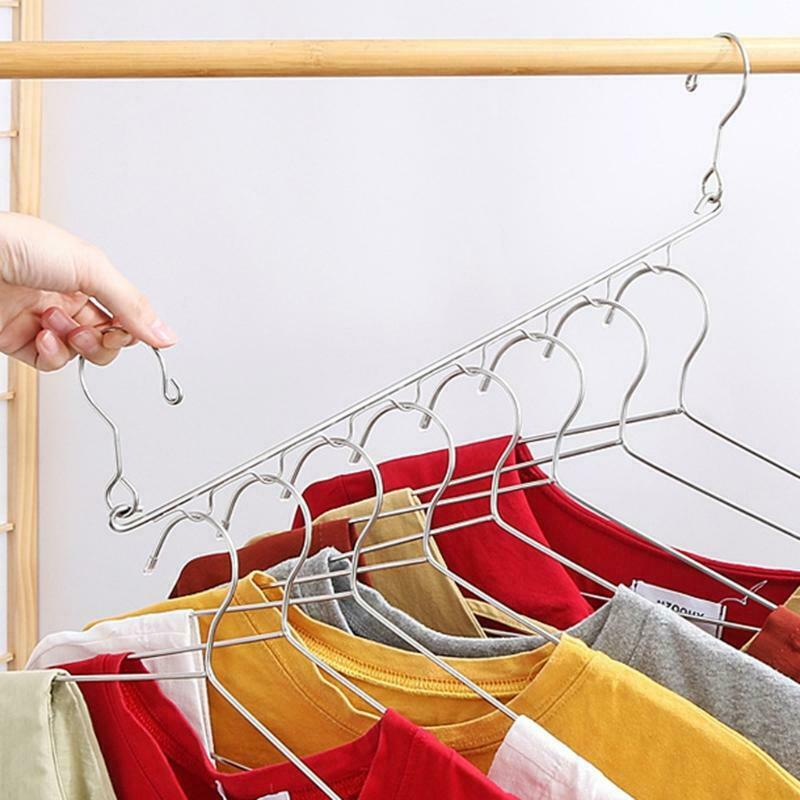 Space Saving Stainless Steel Slots Stacked Closet Wardrobe Clothes Storage Rack