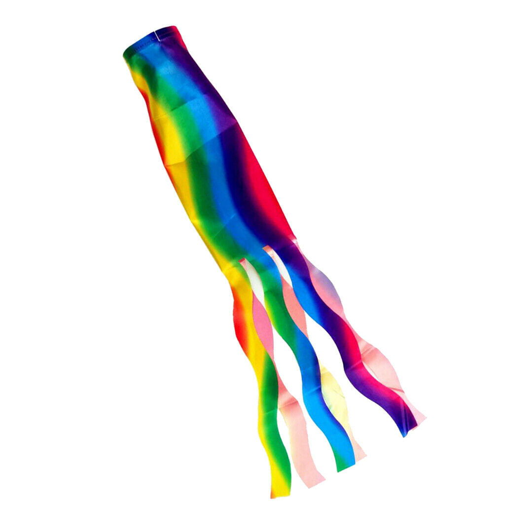 2pcs Rainbow Windsock Polyester Outdoor Garden Wind Sock Flag 27inch for Camping