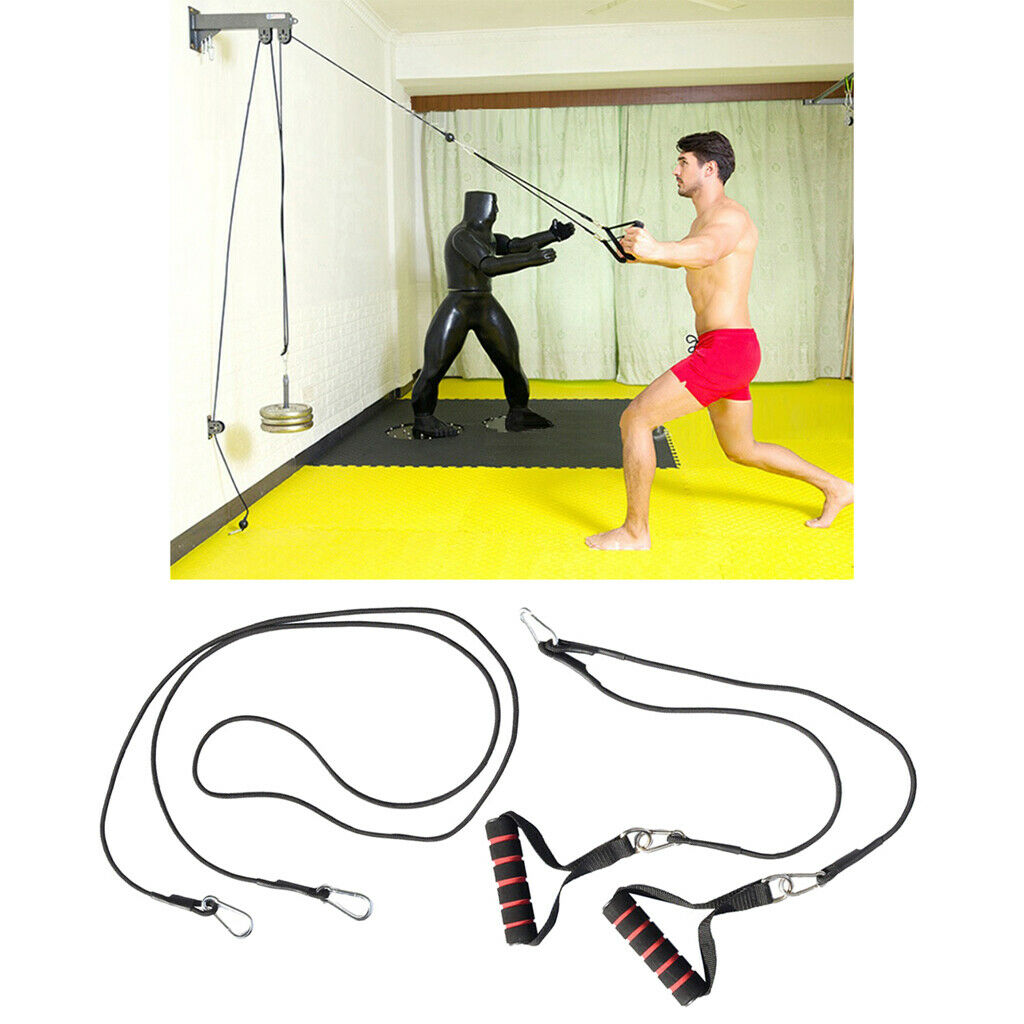 Pulley Cable Machine System Foam Handle Strap 330lbs Pull Up Down Rope Line