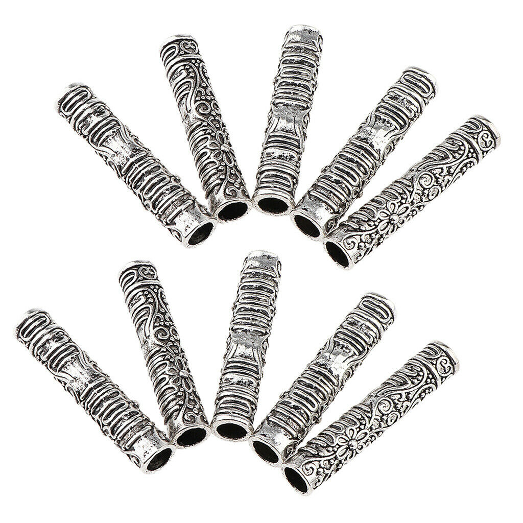 10x Long Hair Cuffs Alloy Dreadlock Beads For DIY Hairstyle Braids Ponytail
