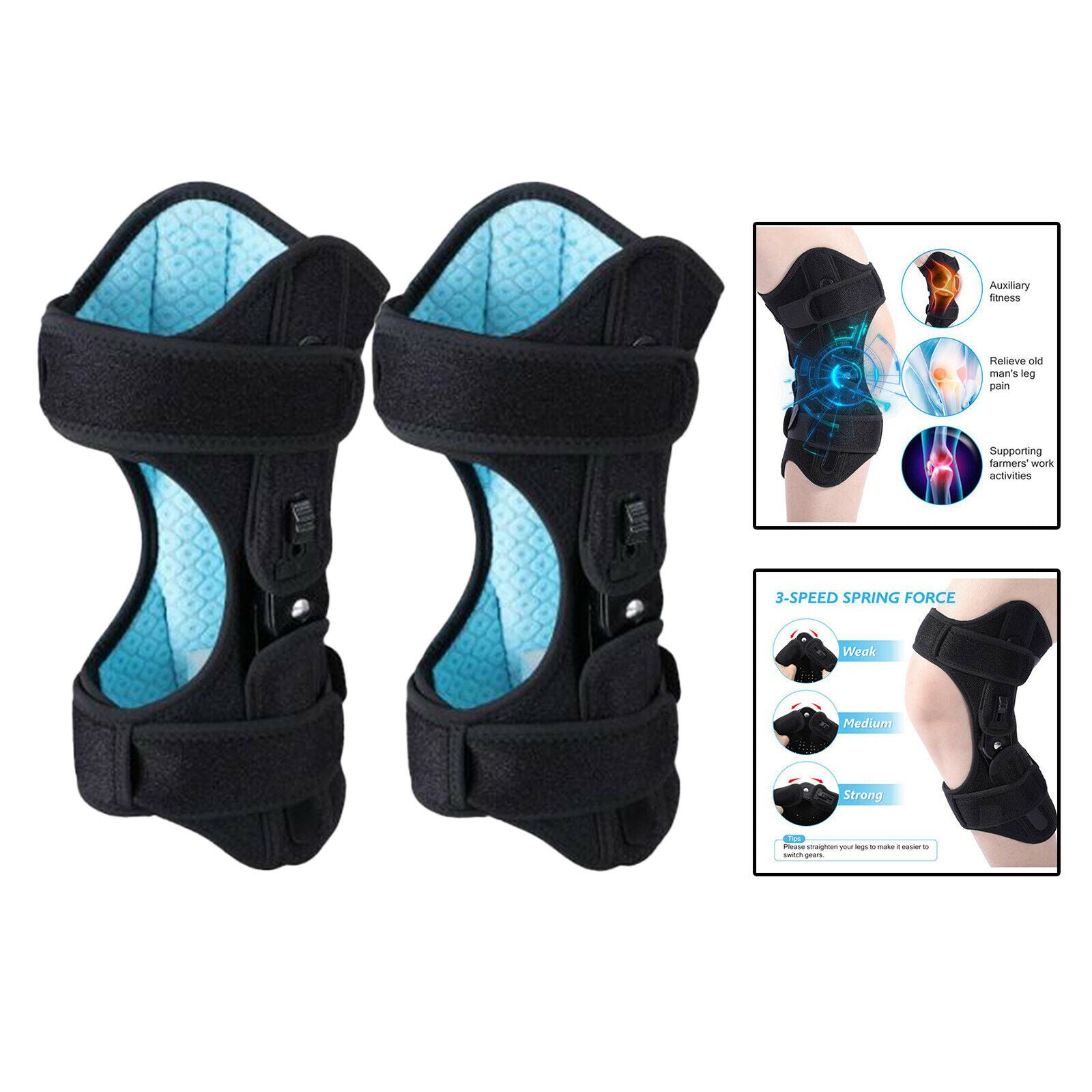 2x Knee Protection Booster Leg Joint Knee Sleeve Support for Climbing Black