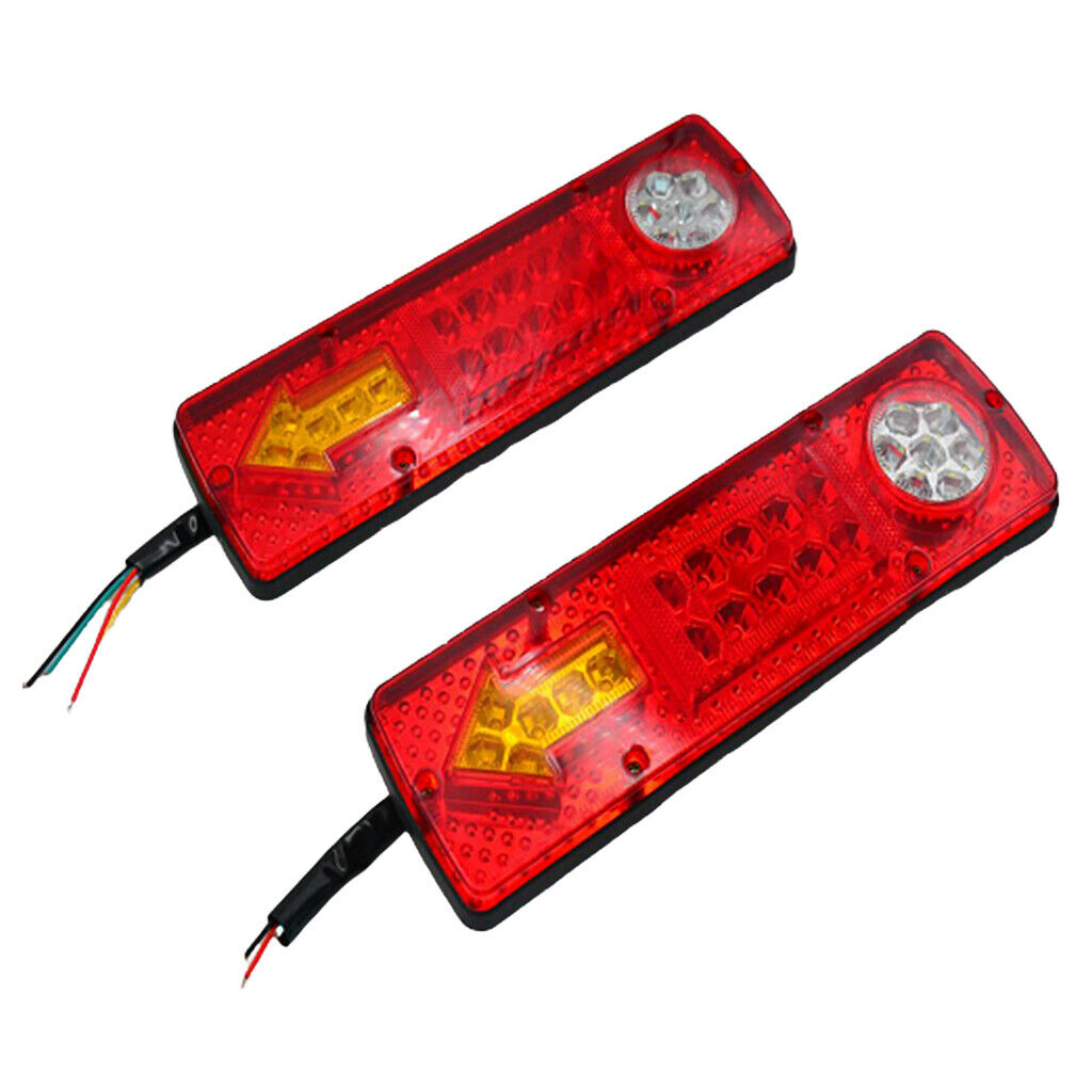 2pcs LED Truck Trailer Tail Lights Turn Signal Indicator Brake Rear Lamp