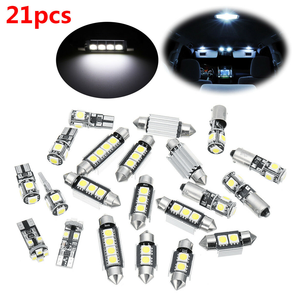 21PC White LED Car Dome Light Interior Lamps For BMW 5 Series M5 E60 E61 (04-10)
