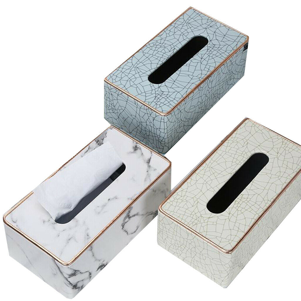 Leather Household Tissue Box Living Room Supplies White knit lines