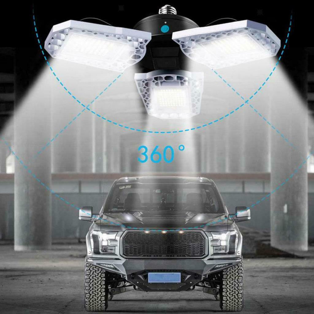 60W Garage Ceiling Lights 7200LM Folding LED Sensing Control Workshop Light Lamp