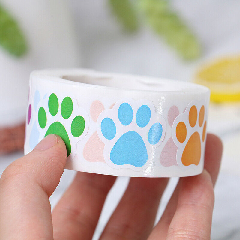 500pcs Dog Cat Bear Paw Labels Stickers of 6 Colors Sealing Label Decorat.l8