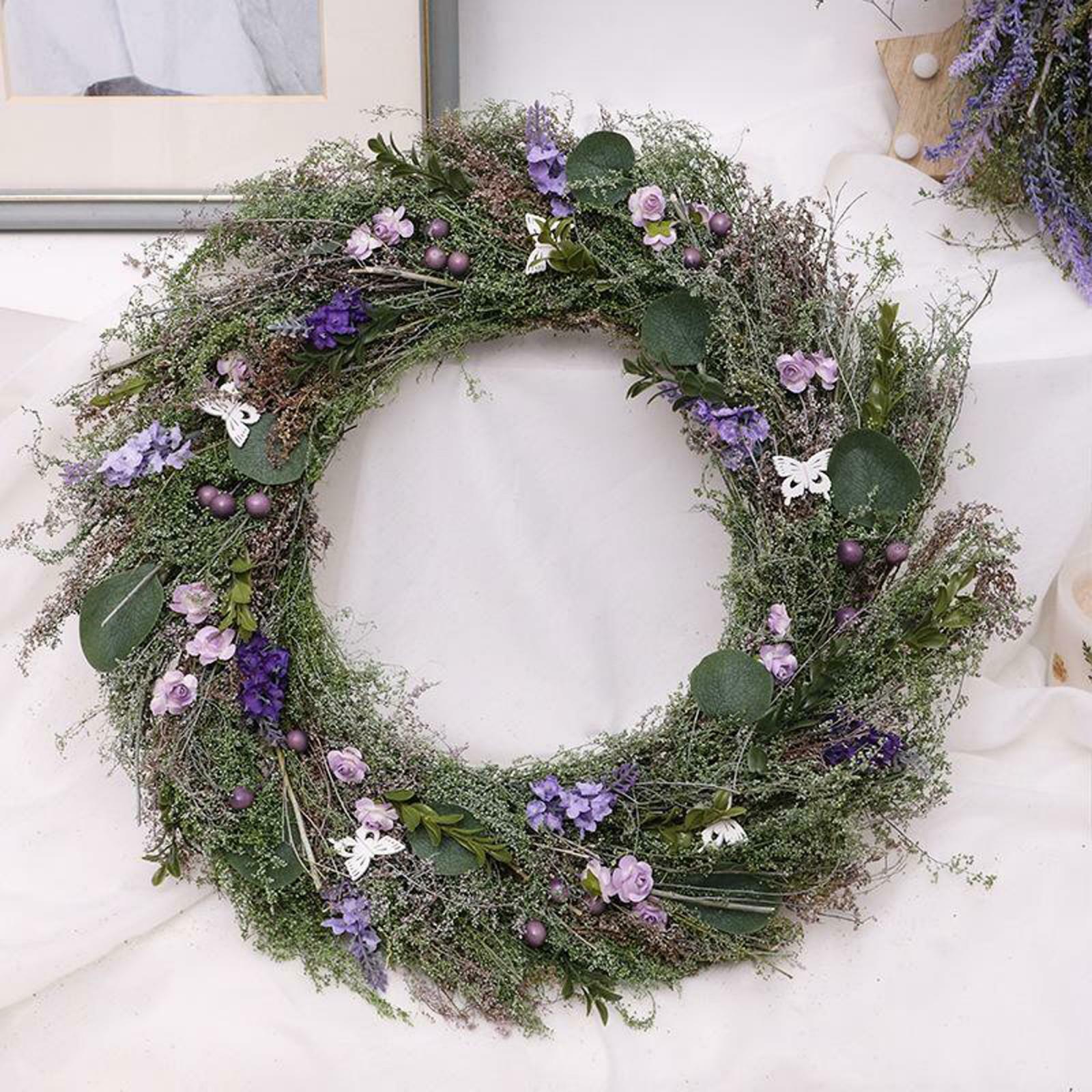 Handmade Hanging Artificial Lavender Flower Wreath Wall Garland Home Decor