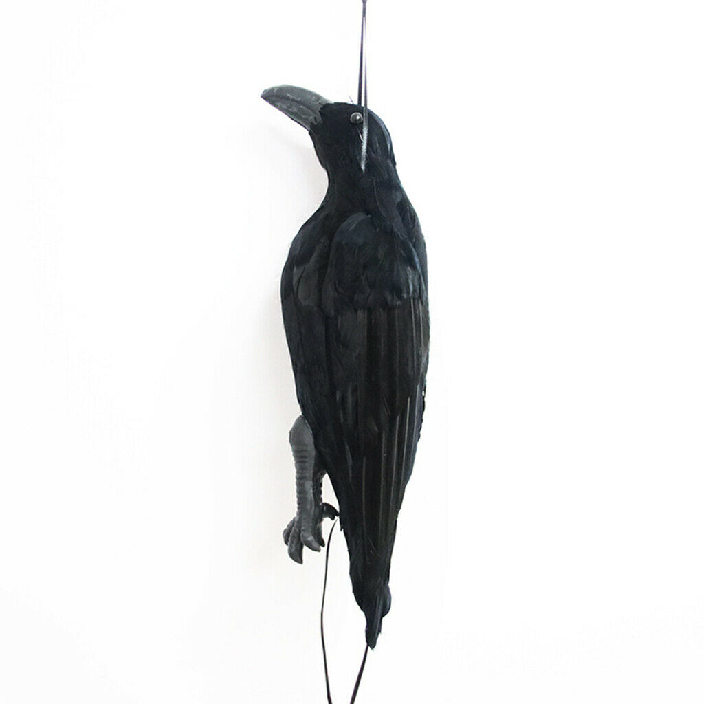 Simulation Halloween Black Crows Tree Hanging Photo Props Decor Crafts