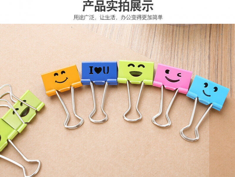 40 Pcs Smiley Colored Binder Clips Paper Clamps Bulk Binder Clips School Office