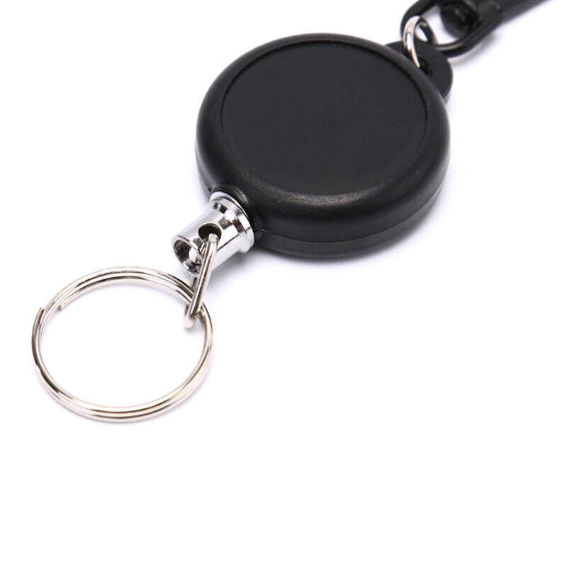 1PC Retractable Pull Key Chain Reel ID Badge Black Card Holder 60CM KeyringBDAU