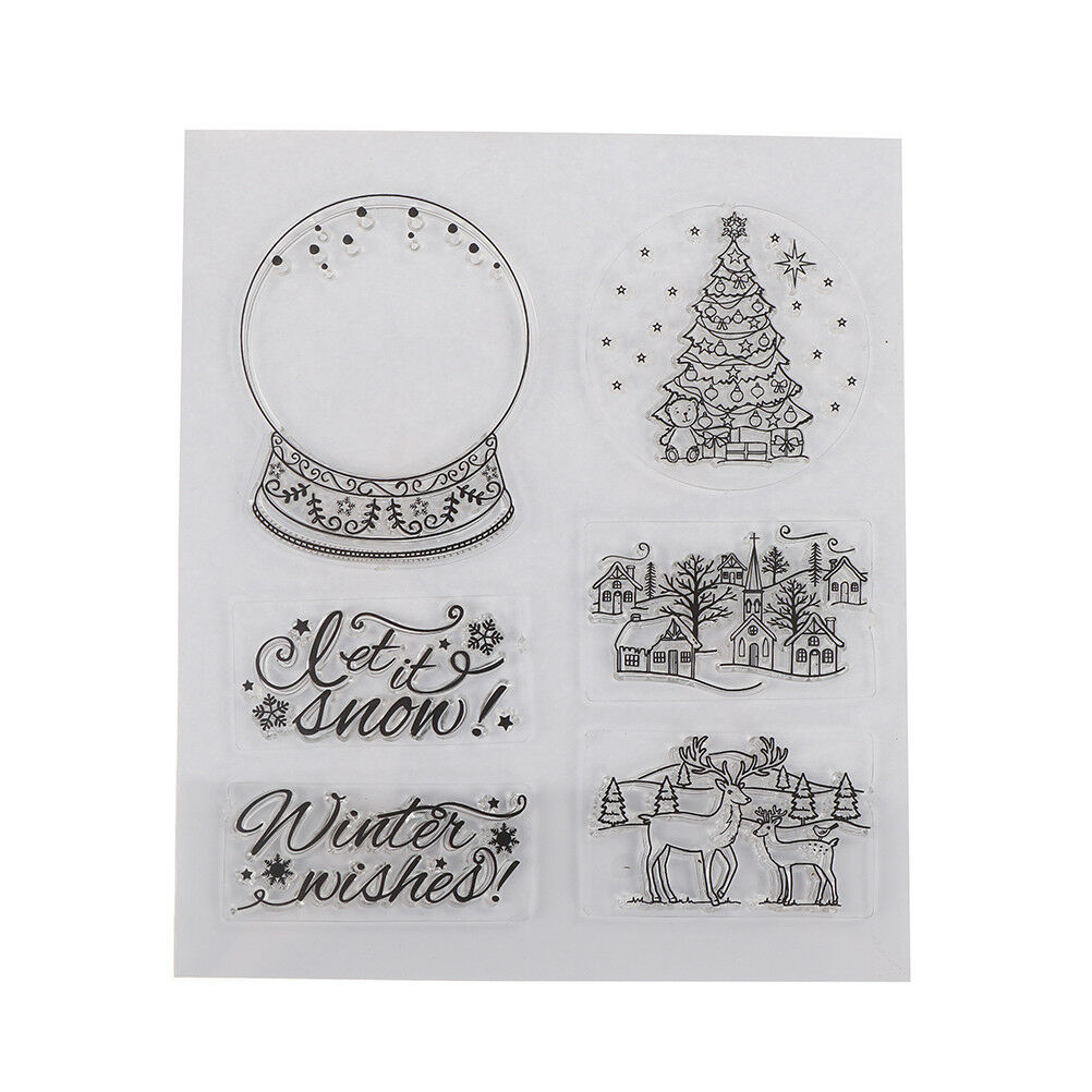 Christmas Crystal ball transparent Silicone Clear Stamp Scrapbook Album De.l8