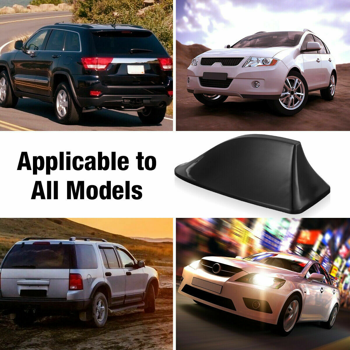 Black Shark Fin Roof Antenna Aerial FM/AM Radio Signal Decor Car Trim Universal