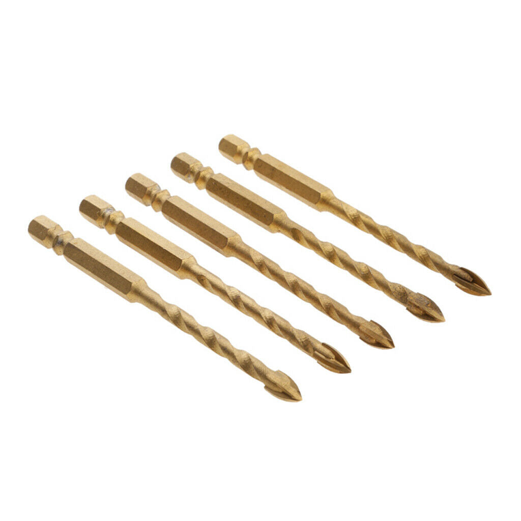 10pcs Mirror Ceramic Tile Glass Thread Drill Bits Set Cross Spear Head 6mm