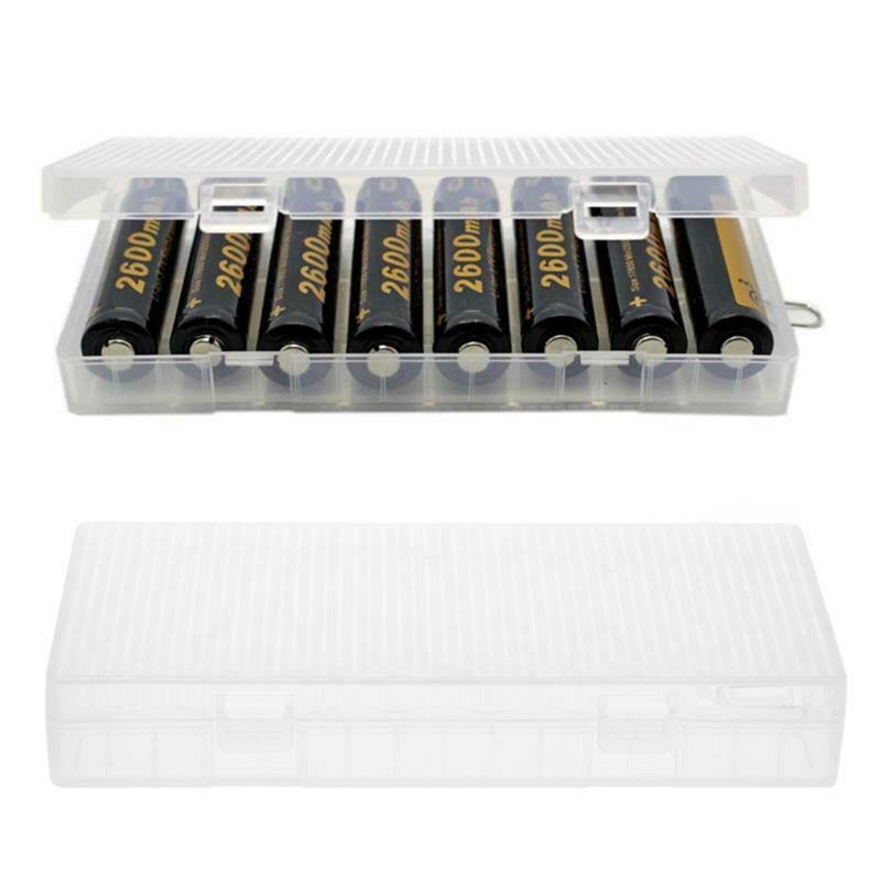 Portable Clear Hard PP Case Holder Storage Box With Hook For 8x 18650 Battery