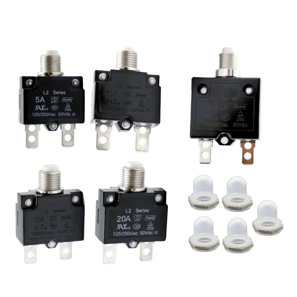 5pcs 125/250V AC 50V DC Circuit Breaker Manual Overload Protector Switch