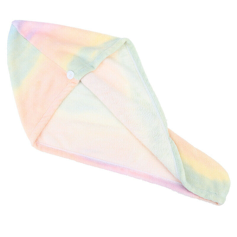 Bath Towel Water Absorbing Hair Dry Hat Rainbow Hair Drying Towel Shower CapSJC