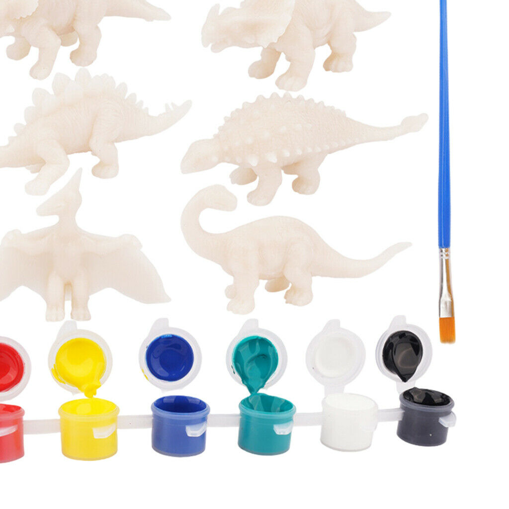 Dinosaur Painting Set with 6 Dinos & Painting Accessories, Kids Fun Paint Your