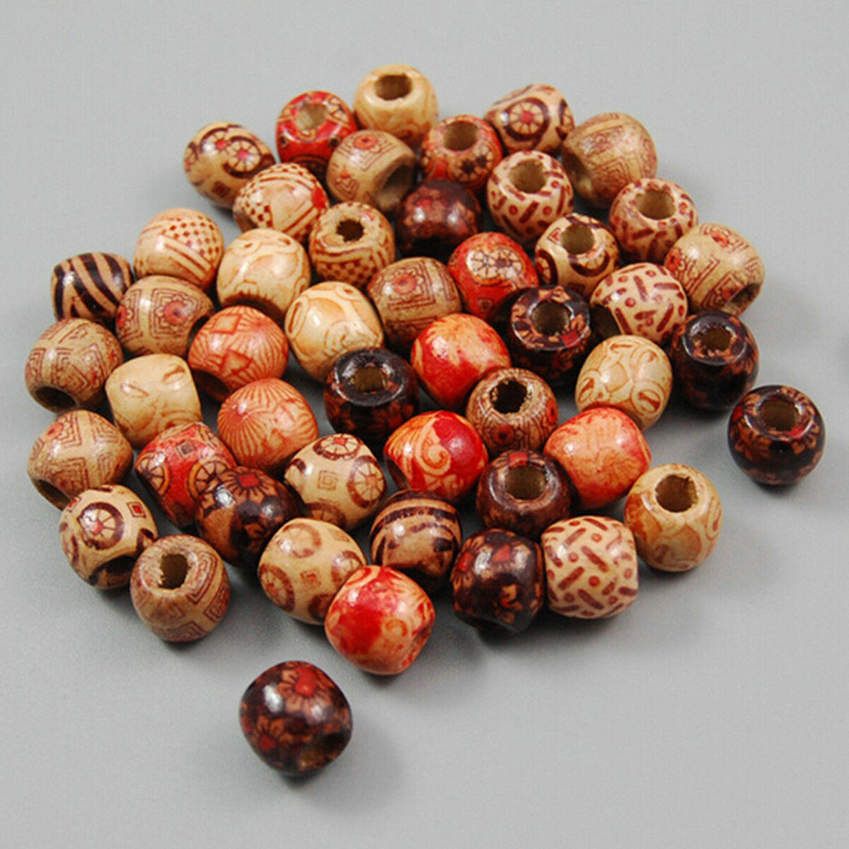 100pcs Mixed Wood Round Beads for Jewelry Making Loose Spacer 10mm
