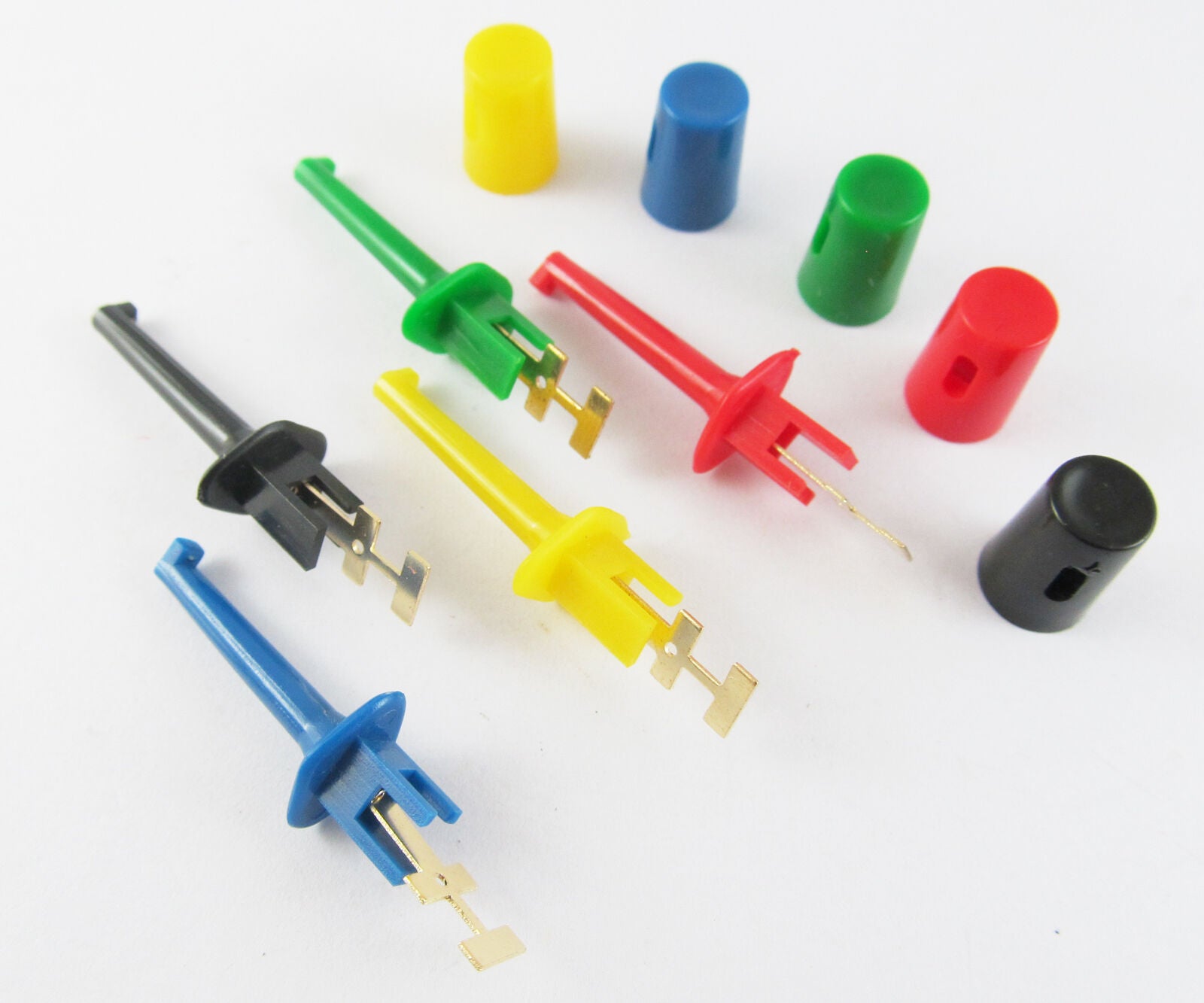 100pcs NEW 5 colors Grabbers Test Probes Single Hook Clip Round Small Size 43mm