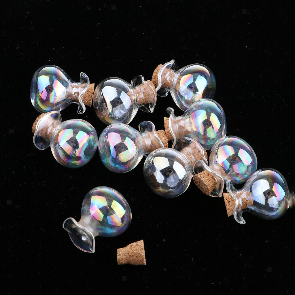 20x Mini Colorful Glass Bottles Jars with Cork Stopper Art Crafts Wedding