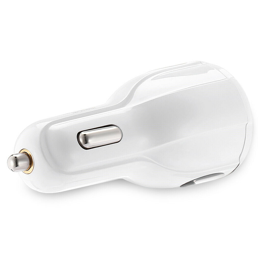 White 2 Dual Port USB Fast Car Charger Quick Charge 3.0 for Phone