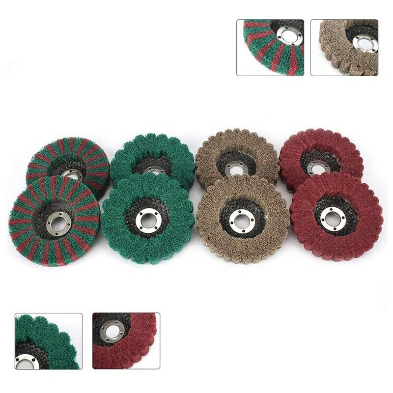 8Pcs 4 Inch Nylon Fiber Flap Wheel Abrasive Disc Polishing Buffing Grinding WhW9