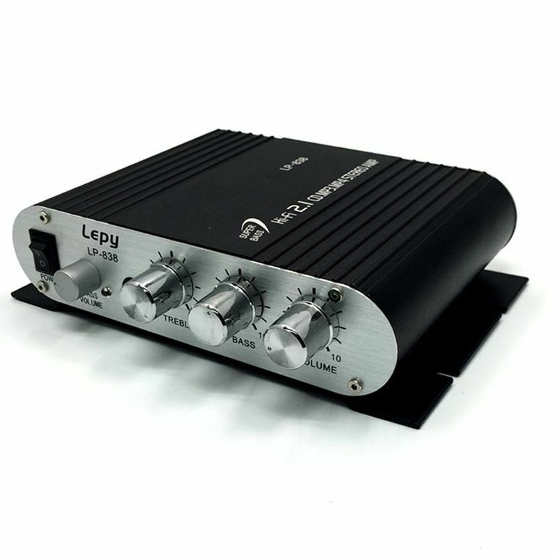 Lepy LP-838 20W Mini HiFi BASS 2.1 Car Home Audio Amplifier Mobile PC Player 12V