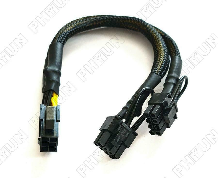 Black Sleeved PCI Express Splitter Cable 6-Pin To 2X PCI Express 6+2-Pin 18AWG