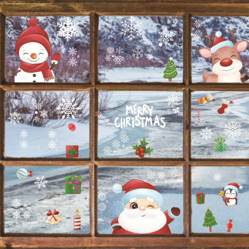 8pcs/set Christmas Window Stickers Decorations Home Glass Electrostatic Stick SJ