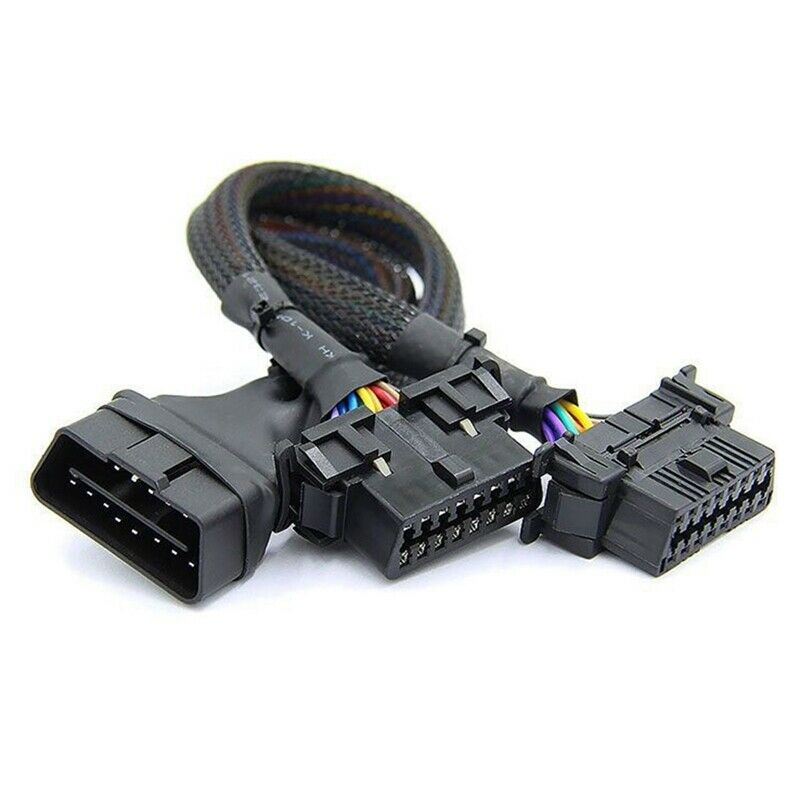 2 iN 1 OBD2 Extension Cable OBDII Male to 2 Female Splitter Car Computer ConneF3