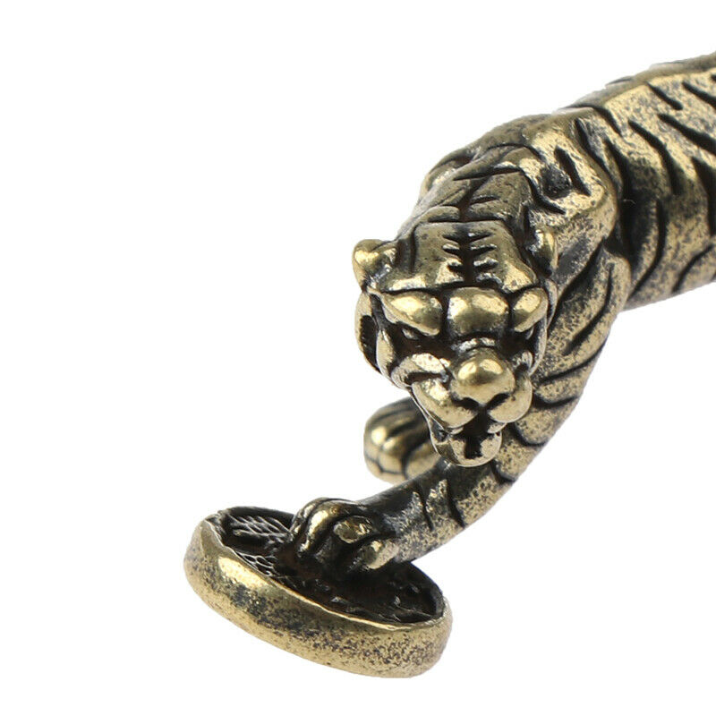 Brass Tiger Statue Ornament Chinese Zodiac Tiger Office Desk Decoration P.l8