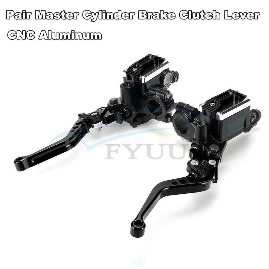 2x 7/8'' Motorcycle Master Cylinder Hydraulic Brake Pump Clutch Levers Reservoir