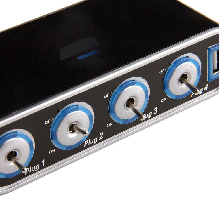 Black 4Way Sockets Cigarette Lighter USB Charger Splitter 12V Power Adapter Car