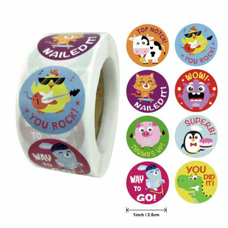 500pcs Reward Stickers Encouragement Labels Roll Animals Motivation Stick.l8