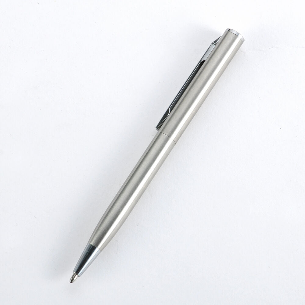 New Stainless Steel Office Retractable Ballpoint Pen Black Ink 0.7mm Stationery