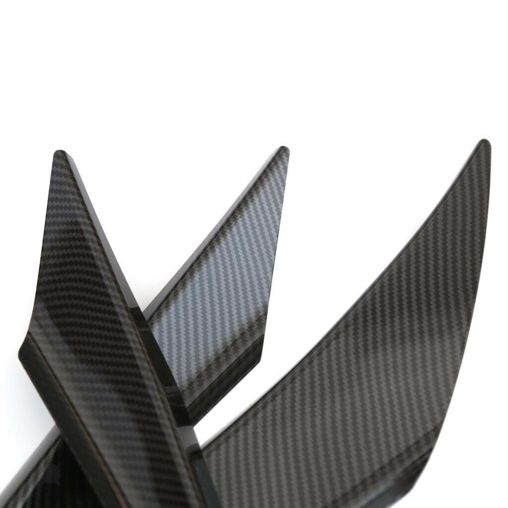 4 PC Carbon Fiber Front Bumper Lip Splitter Fins Body Spoiler Refit Trim