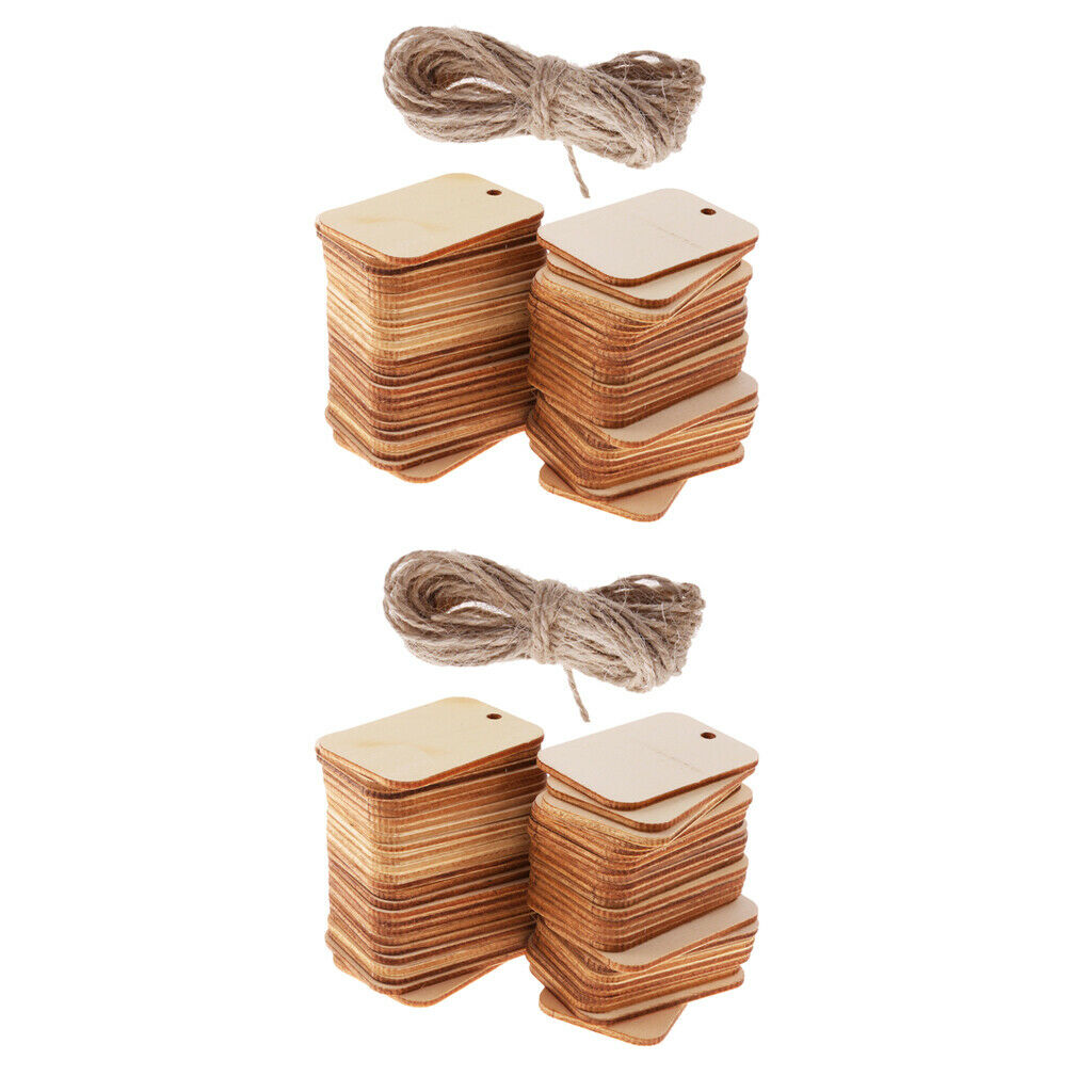 100Pcs Creative Wooden Pieces Tags Wedding Home Wood Plaque Embellishment