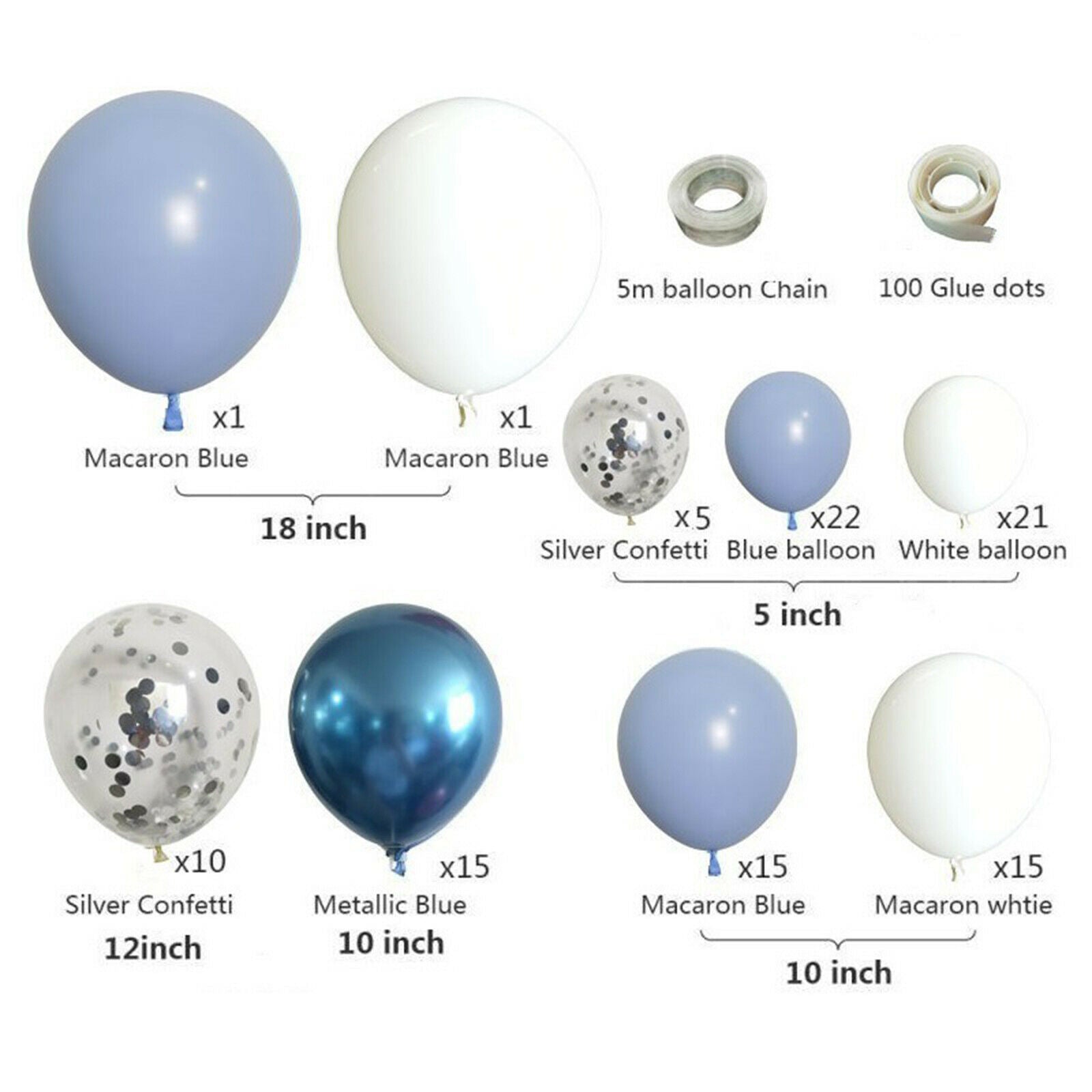 105 PCS Thicken Balloons Arch Garland Confetti Ballons for Wedding Holiday