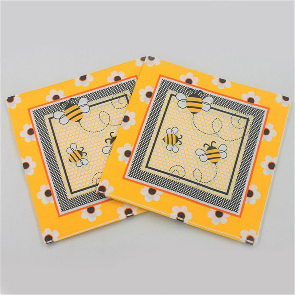 20pcs bee paper napkins serviettes wedding party birthday decor supplies DD