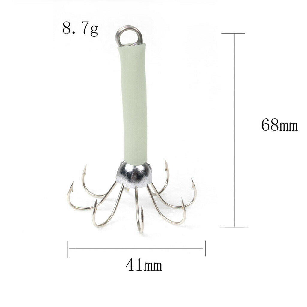 2X 2x Fishing Lures Squid Jigs Hooks with 8 Hook Design Umbrella-Shaped White