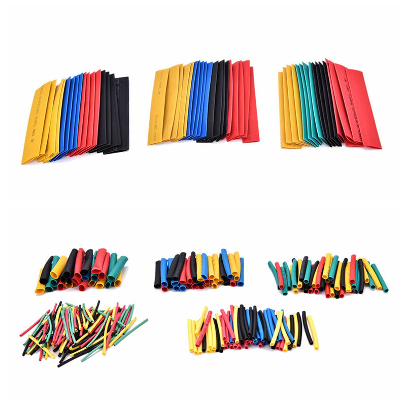 328 Pcs 5 Colors 8 Sizes Assorted 2:1 Heat Shrink Tubing Wrap Sleeve Kit top SJ