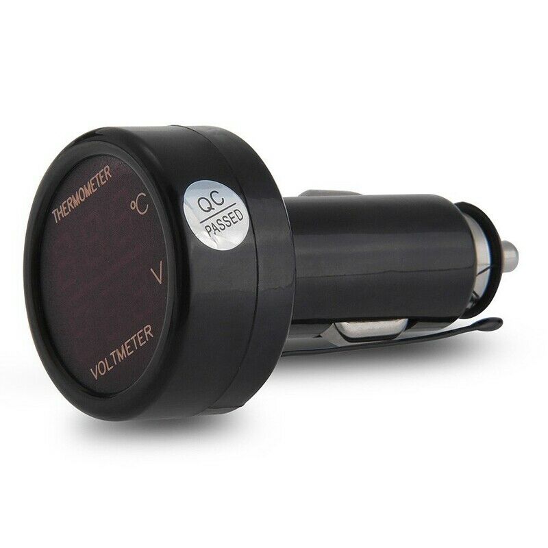 12V 24V voltmeter thermometer ette Lighter Adapter Plug LED Blue / Red Signal K9