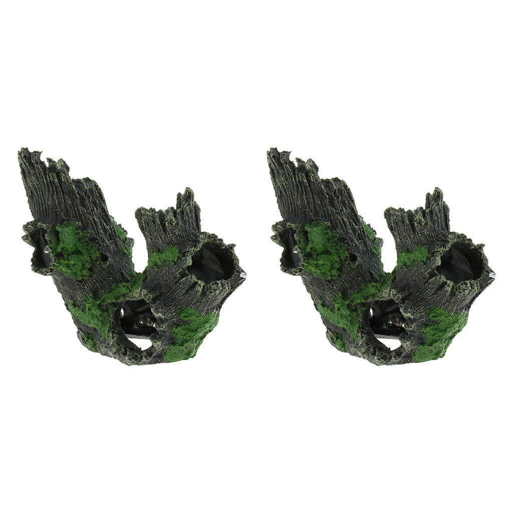 2pcs Fish Tank and Aquarium Artificial Hollow Tree Branch with Lichen Decoration