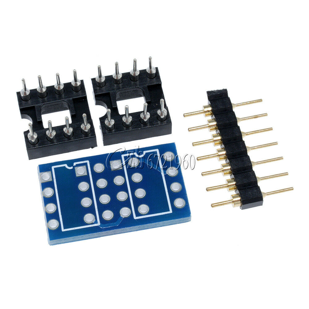 Dual DIP8 to DIP8 Mono Opamp PCB+Pin+Socket for NE5532 OPA627 OPA2132 TL072 P07