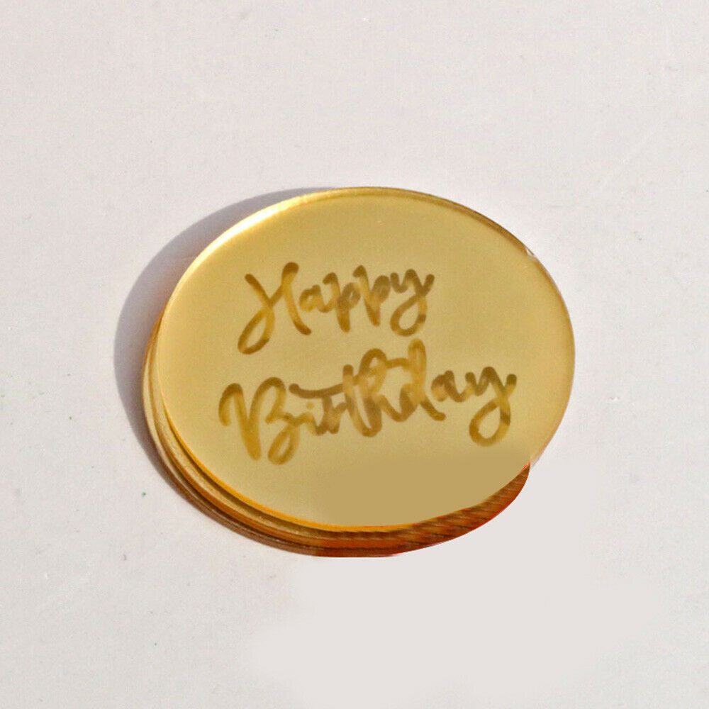 5pcs Happy Birthday Cake Topper Acrylic Cupcake Dessert Decor Party Favor Supply