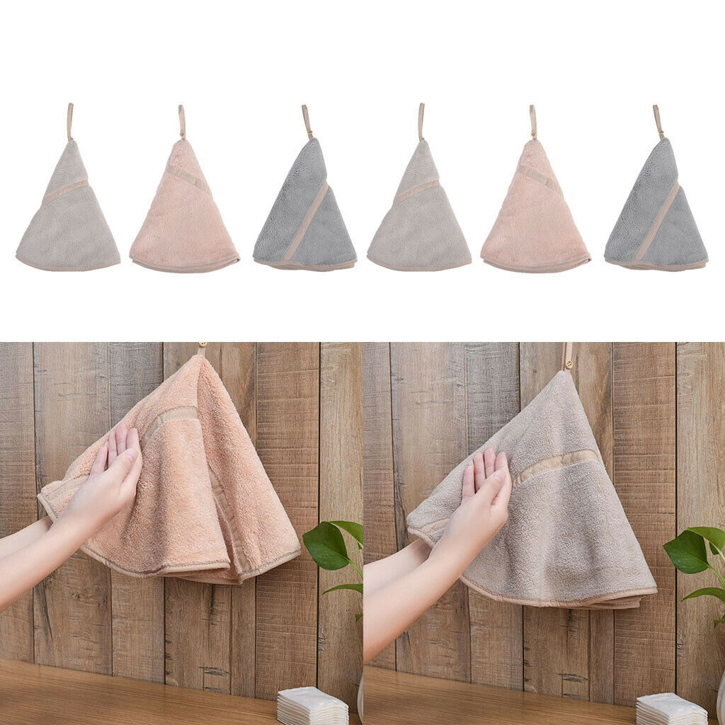 6Pcs Bathroom Kitchen Wipe Towels Soft Thicken Washcloth 3-Colors Dia. 19.7"