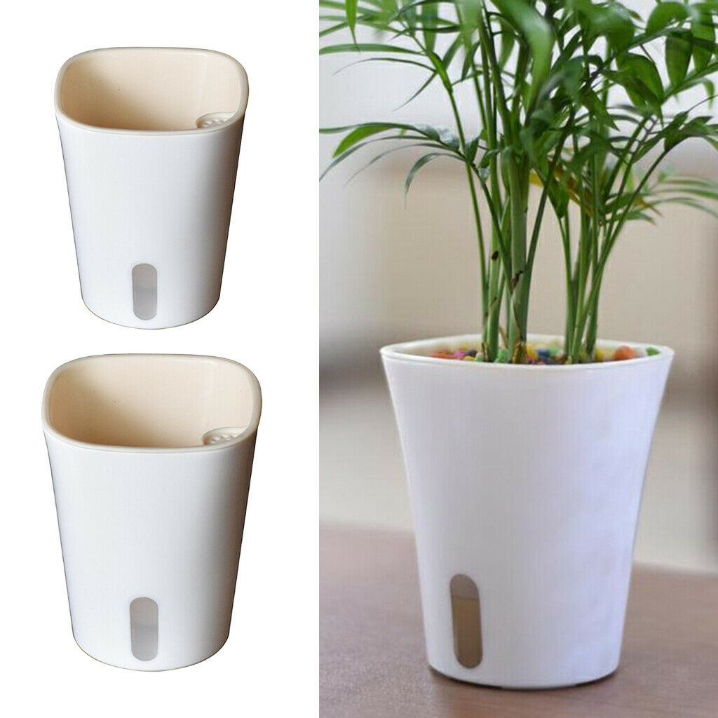 2 Pieces Self Watering Planter Pots Flowers Pots Succulents Herbs Flowers